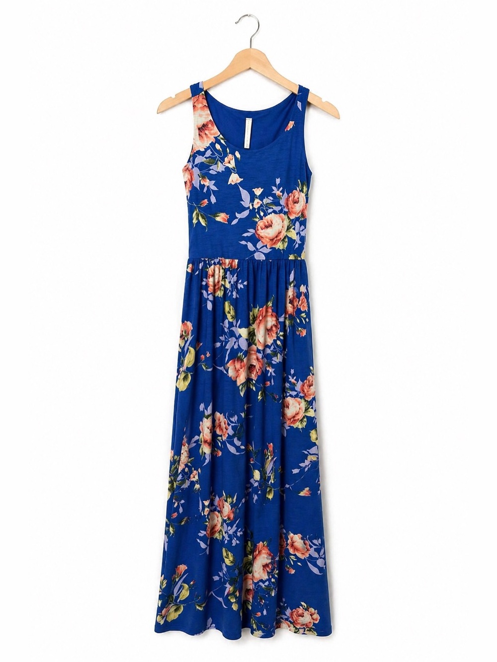 Pinkblush Blue Floral Maxi Dress Sleeveless Empire Waist Flowy Size Small